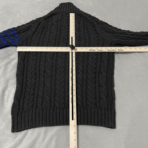 Gap Sweater Mens Small Grey Fisherman Cable Knit Chunky Ribbed Button Front High - Picture 9 of 10